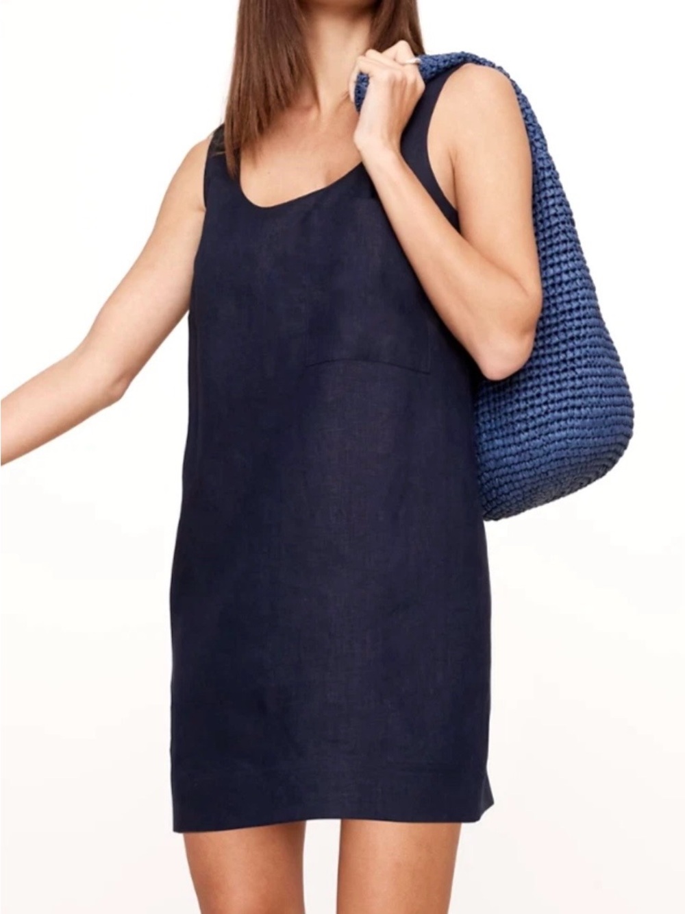 NWT Banana Republic Linen Scoop Neck Shift Dress Size L